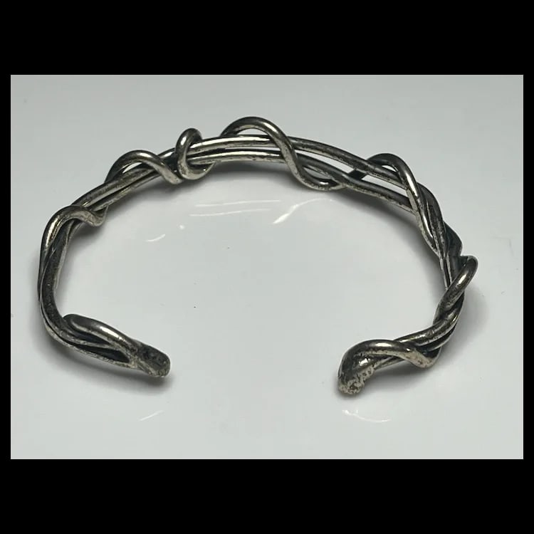 Estate Sterling Silver Wrapped Vine Cuff Bracelet Hallmarked Sterling Weighs 18.9 gramsMeasures 2 x - 3
