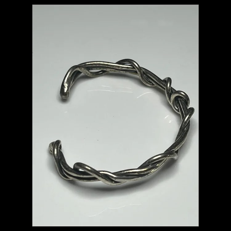 Estate Sterling Silver Wrapped Vine Cuff Bracelet Hallmarked Sterling Weighs 18.9 gramsMeasures 2 x - 4