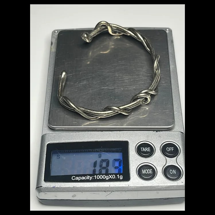 Estate Sterling Silver Wrapped Vine Cuff Bracelet Hallmarked Sterling Weighs 18.9 gramsMeasures 2 x - 6