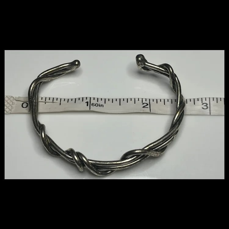 Estate Sterling Silver Wrapped Vine Cuff Bracelet Hallmarked Sterling Weighs 18.9 gramsMeasures 2 x - 7