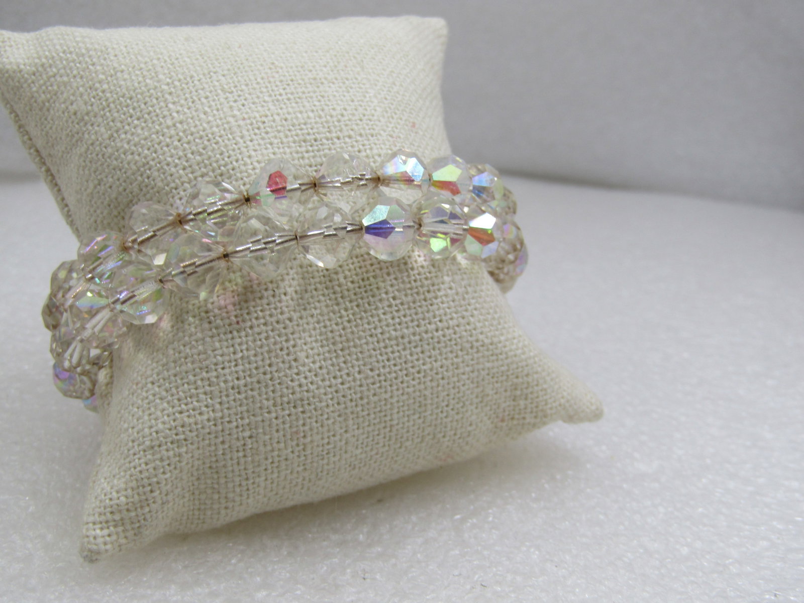 Vintage Auroa Borealis Crystal Beaded Coiled Bracelet (1 of 6)