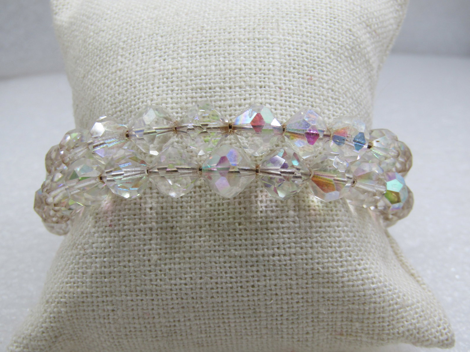 Vintage Auroa Borealis Crystal Beaded Coiled Bracelet - 2