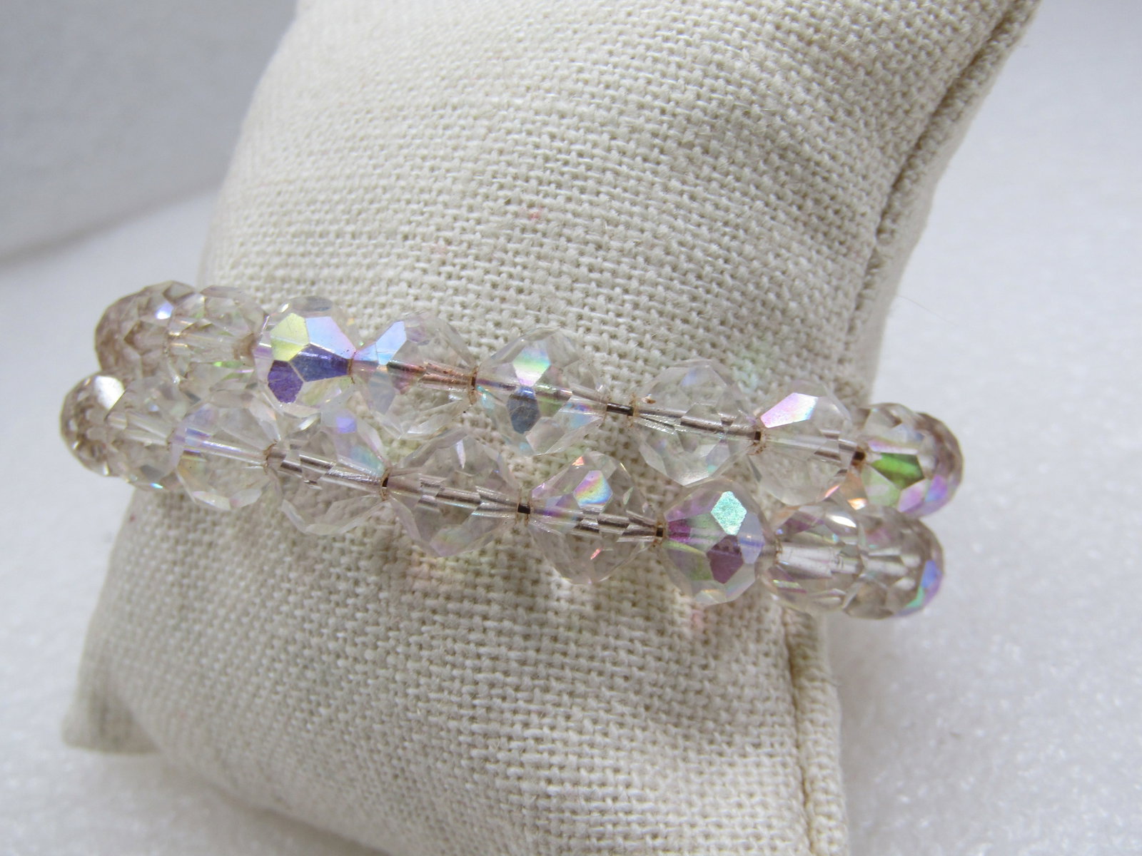 Vintage Auroa Borealis Crystal Beaded Coiled Bracelet - 3