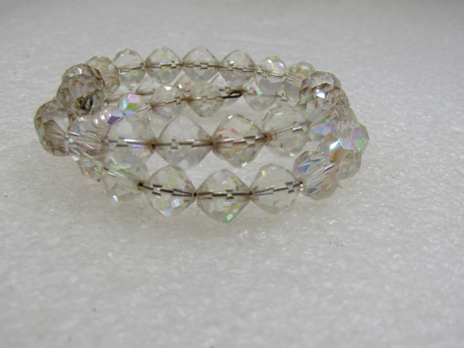 Vintage Auroa Borealis Crystal Beaded Coiled Bracelet - 4