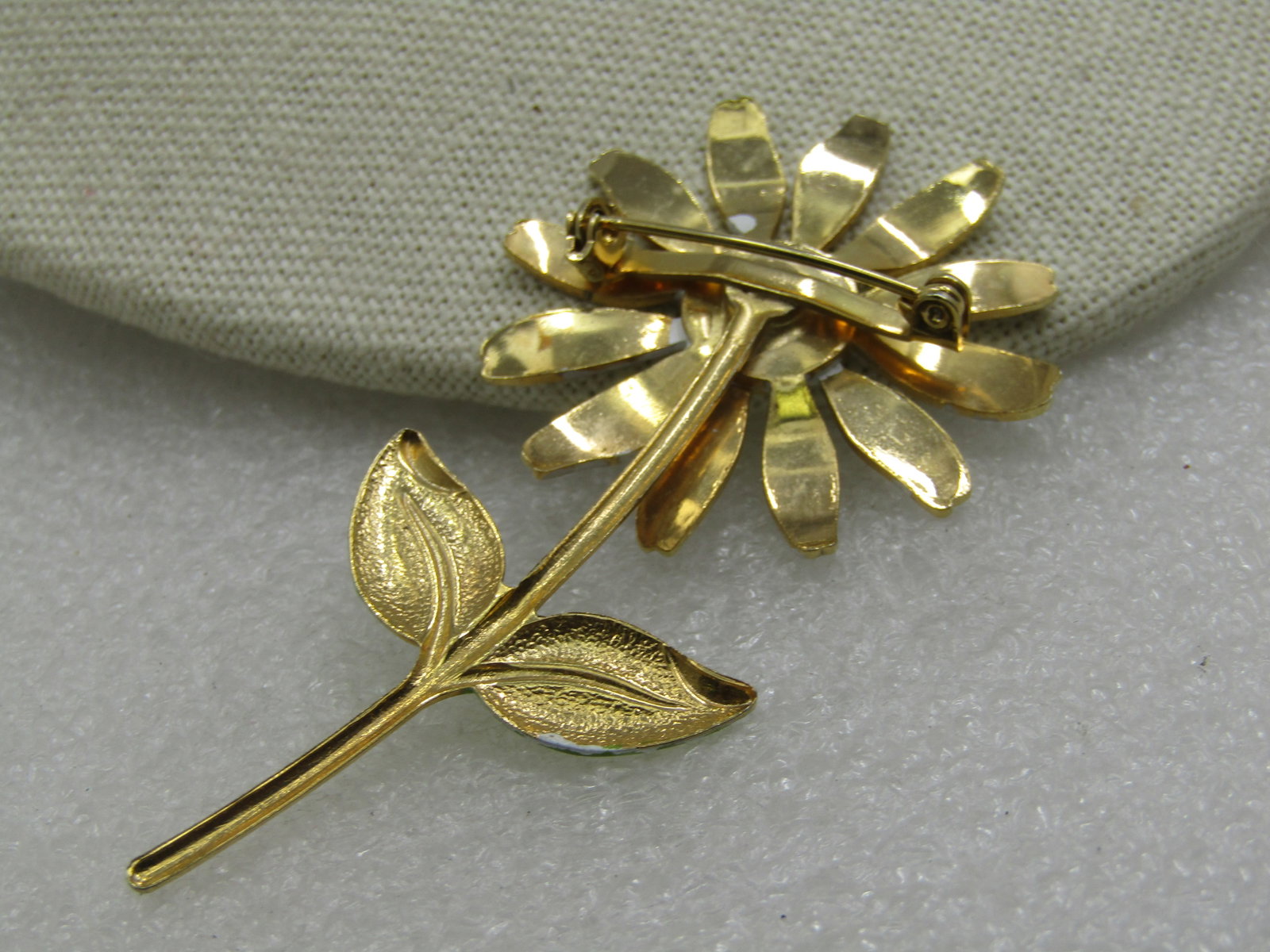 Vintage Enameled Daisy Brooch 1960's, 3" - 5
