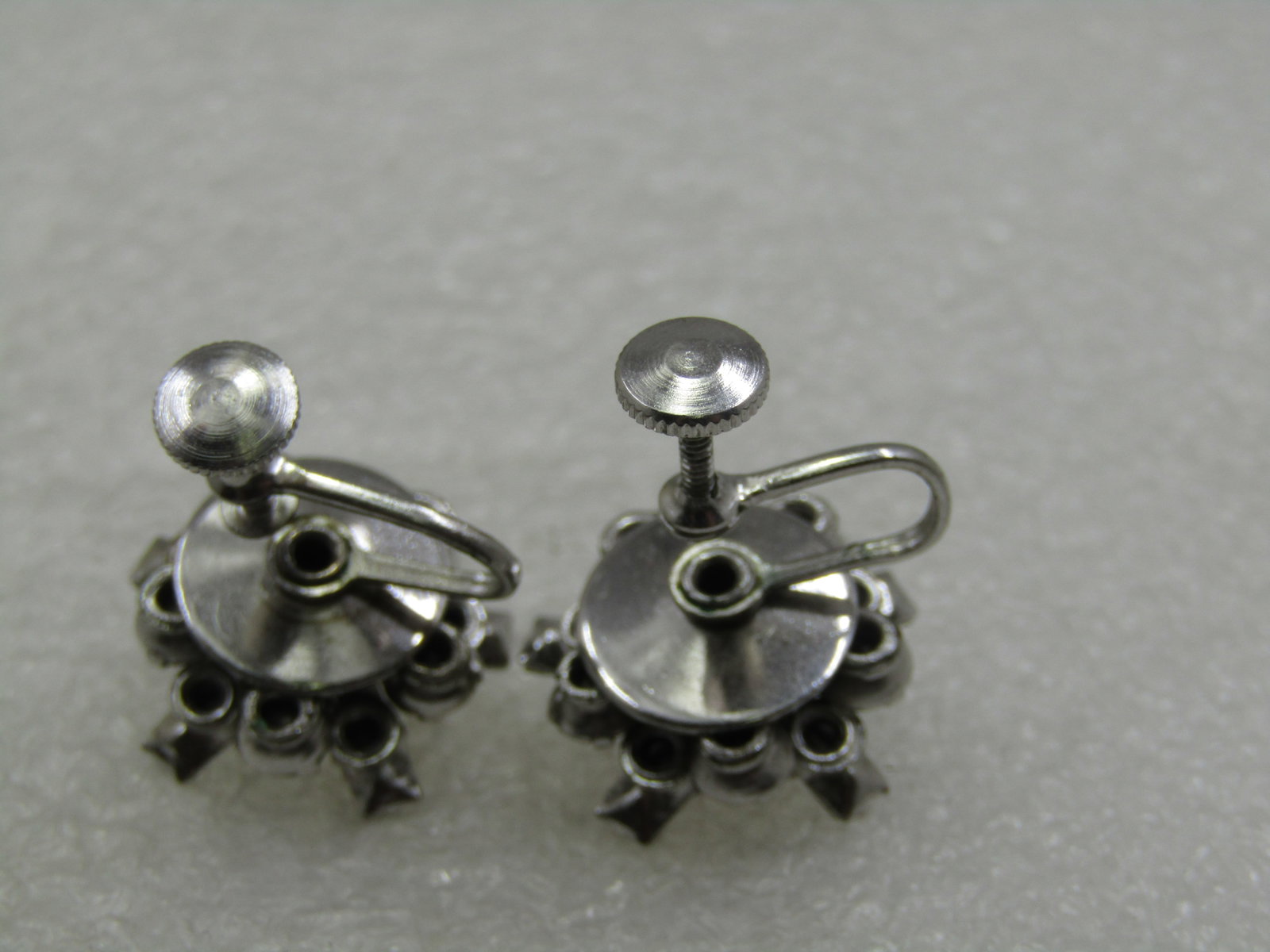 Vintage Rhinestone Baguette Tiered Earrings, Screwback, 1950's-1960's - 5