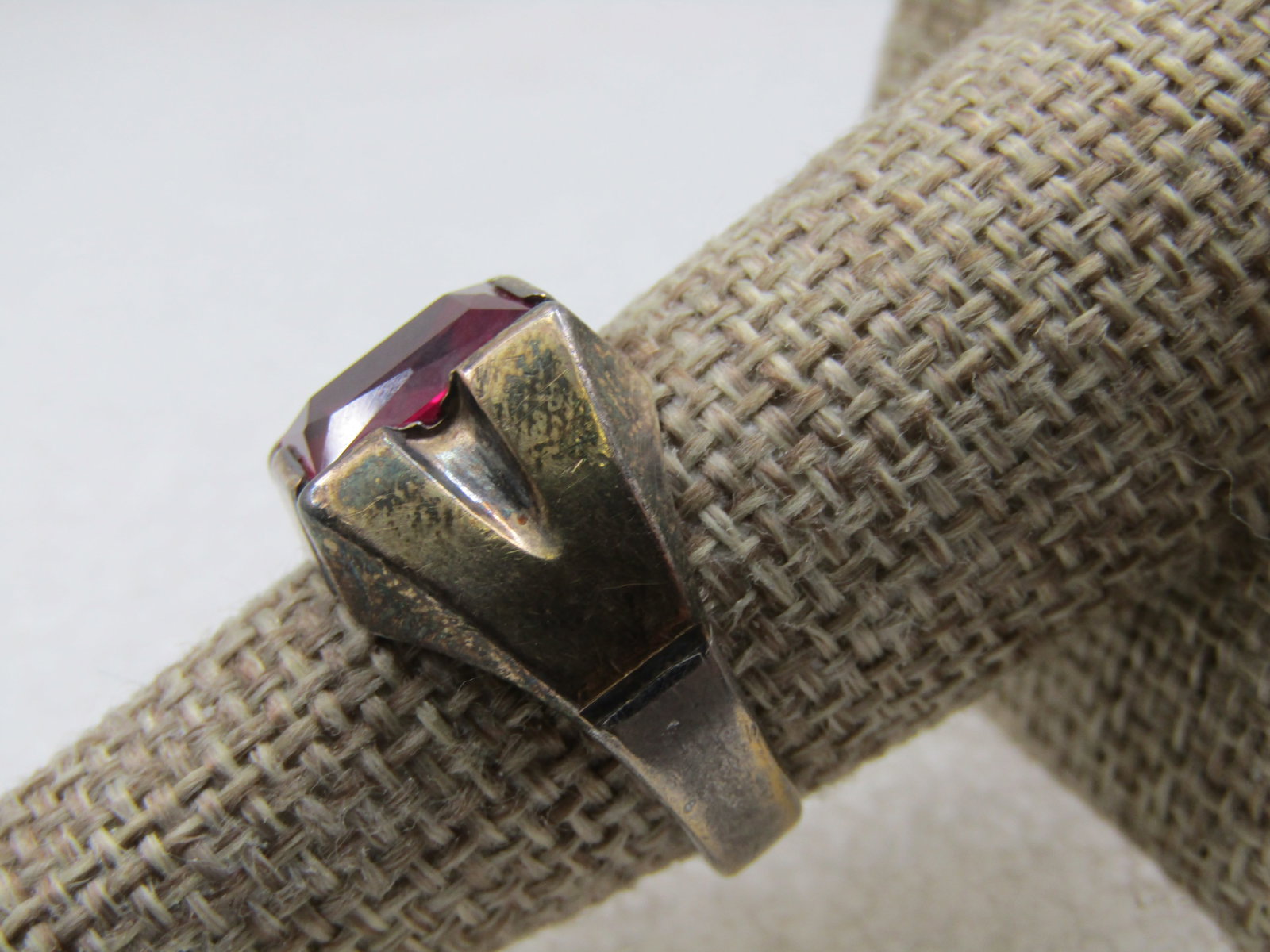 Vintage 10kt Plated Sterling Ruby Ring, Sz. 7.75, Signed F.C. - 3