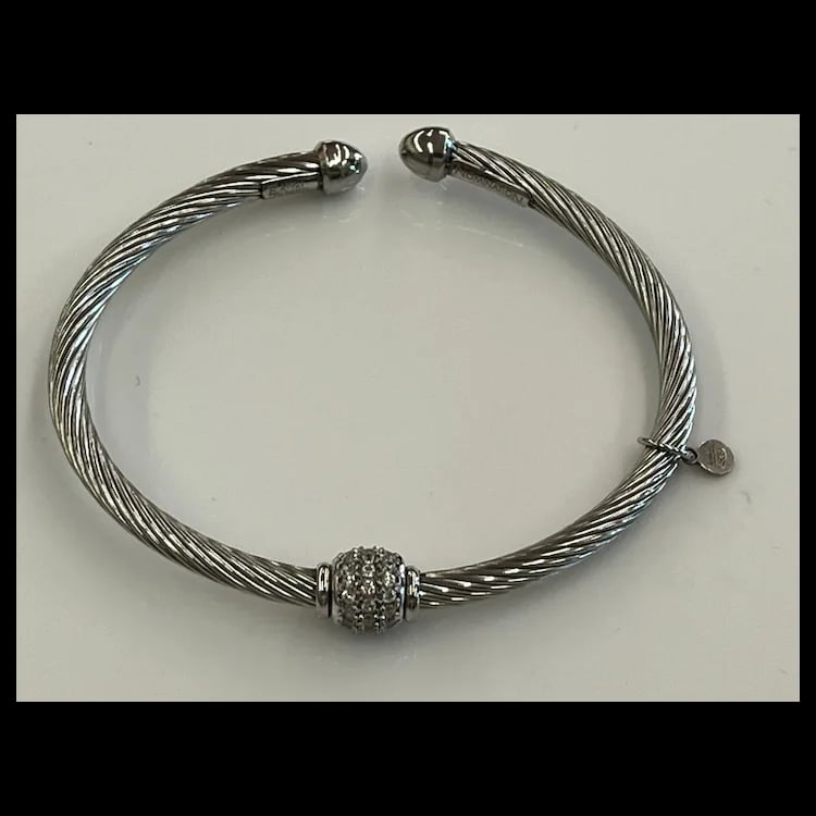 Estate Sterling Silver Twisted Nomination Cuff Bracelet Made in Italy Hallmarked Nomination, Made in - 2