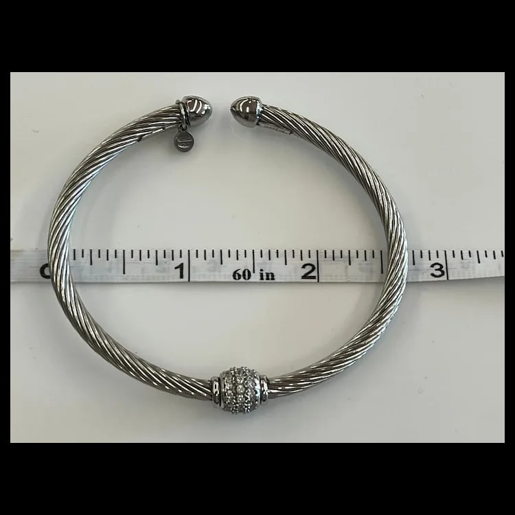 Estate Sterling Silver Twisted Nomination Cuff Bracelet Made in Italy Hallmarked Nomination, Made in - 7