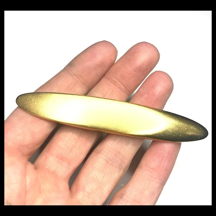 Vintage Long Brushed Gold Tone Costume Brooch - 4
