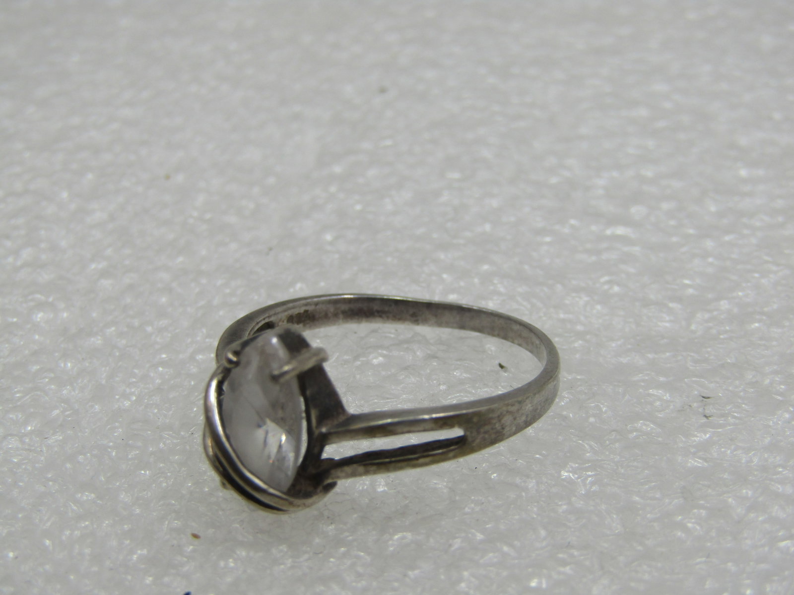 Vintage Sterling Clear Marquise Stone Ring, Sz. 8.5, Signed CA, 1960's-1970's - 5