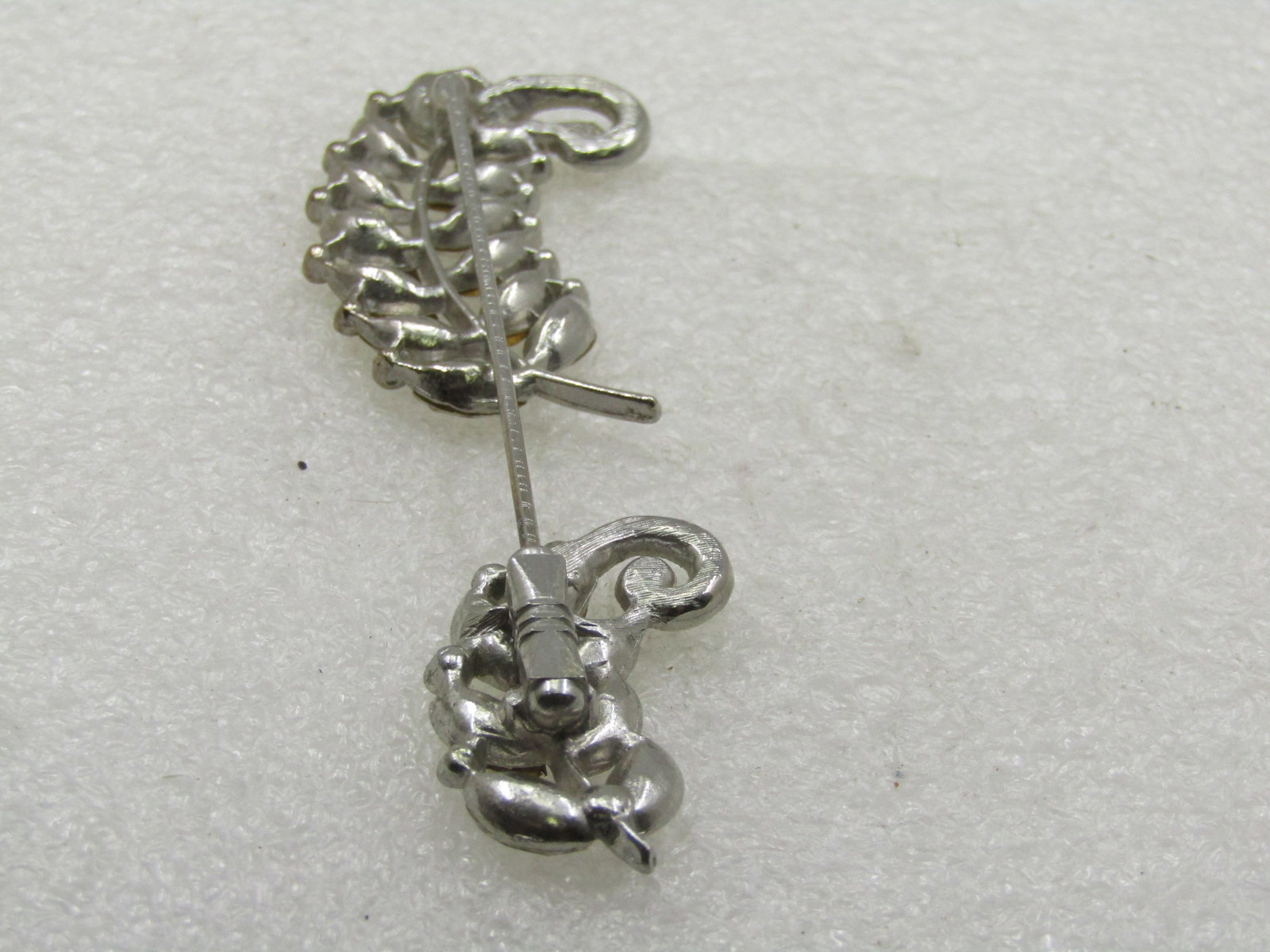 Vintage Rhinestone Leaf Stick Pin With Rhinestone End Cap, 1940's - 6