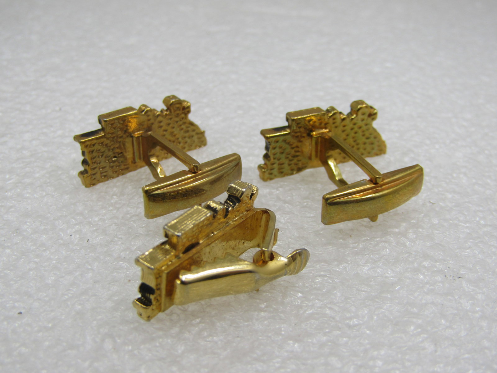 Vintage Train Engine Cufflinks & Tie Clip Set, 1960's-1970's Signed Lisa - 3