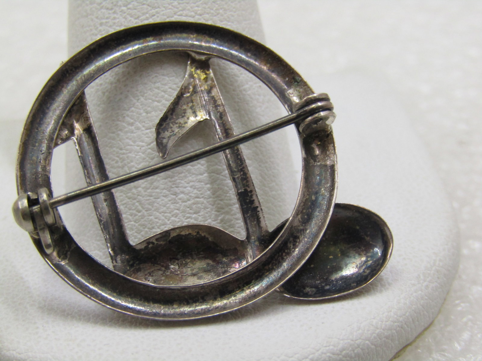 Vintage Sterling Silver Double Note Brooch, 1-1/8", 1950's - 5