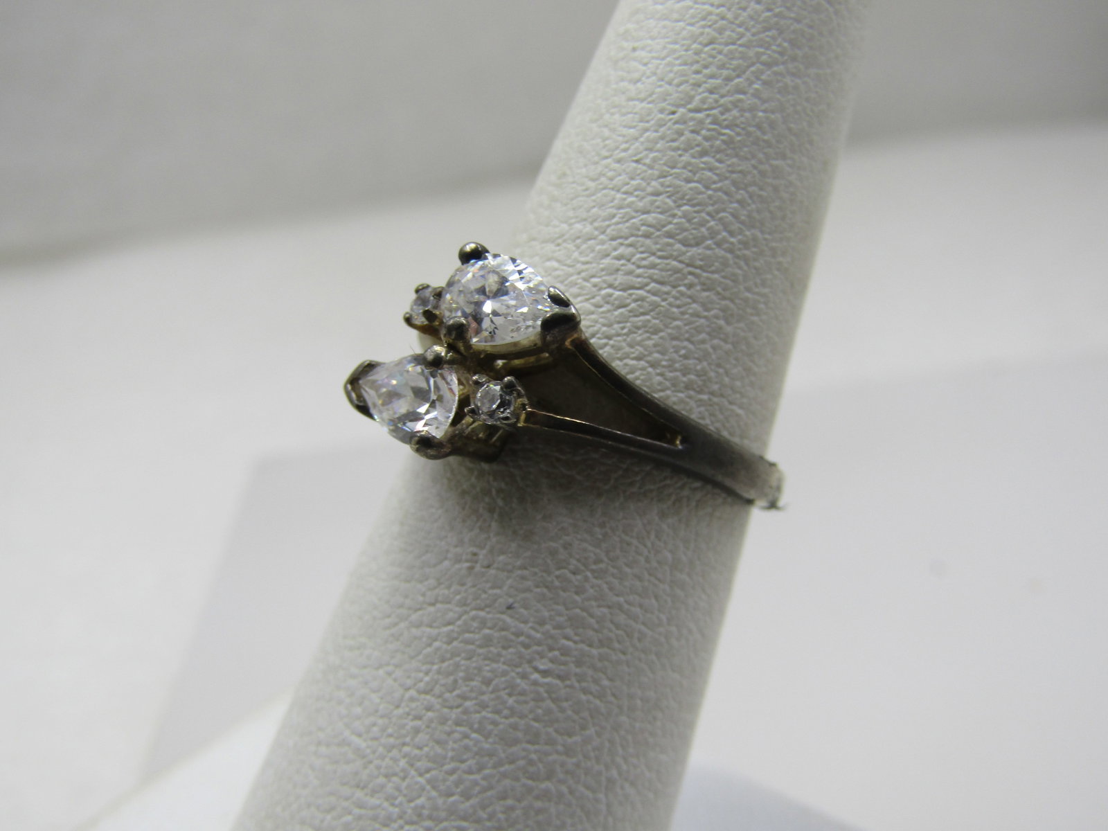 Vintage Sterling Bypass Clear CZ Ring, Sz. 6.5 - 3
