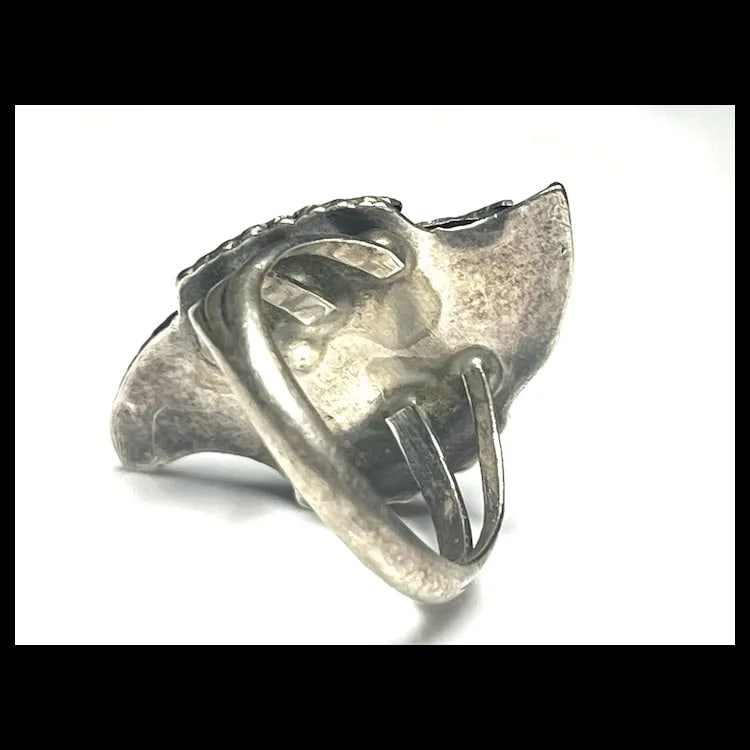Vintage Handmade Artisan Sterling Silver Flower Ring - 4