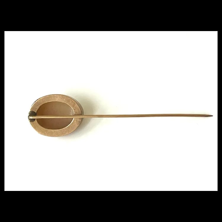 Antique 14k Gold Shell Cameo Stickpin - 4