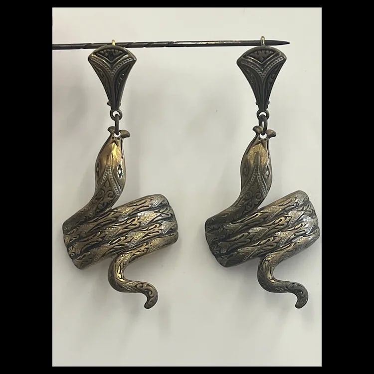 Vintage Coiled Snake/Cobra Golden Earrings - 2