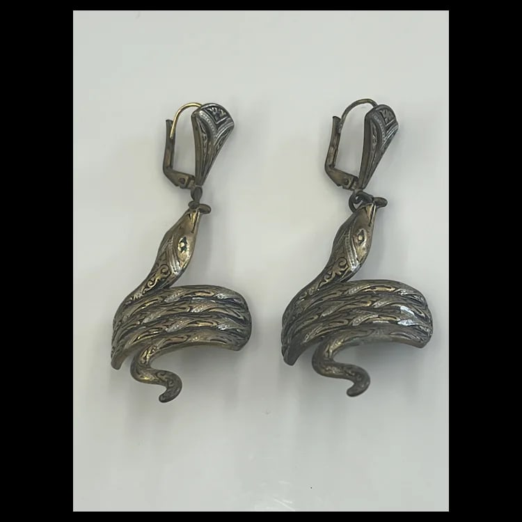 Vintage Coiled Snake/Cobra Golden Earrings - 3