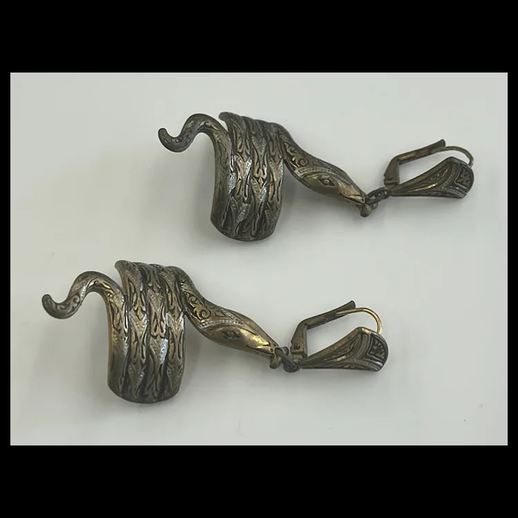 Vintage Coiled Snake/Cobra Golden Earrings - 4