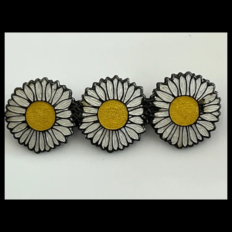 Vintage Sterling and Enamel Daisy and Swan Brooches - 5
