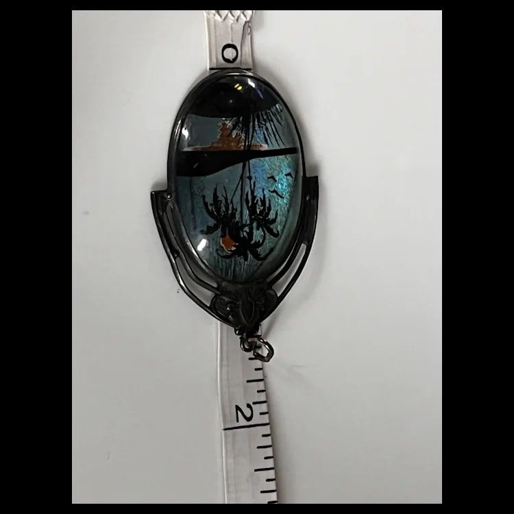 Vintage Sterling Silver Butterfly Wing Palm Tree Paradise PendantWeight - 4.9 GramsMeasurements - 1 - 4