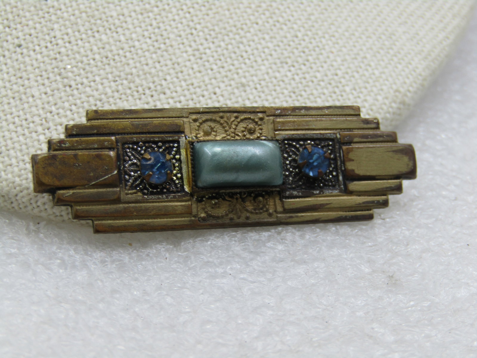 Antique Art Deco Brooch, Rhinestones , C-Clasp, 1910-1920's - 2