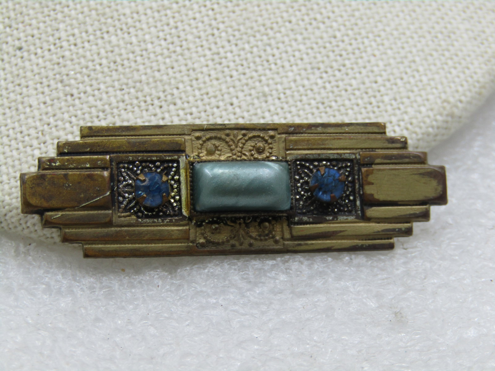 Antique Art Deco Brooch, Rhinestones , C-Clasp, 1910-1920's - 3