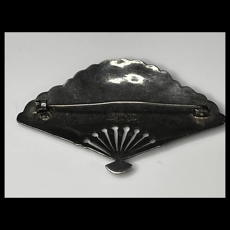 Vintage Siam Sterling Silver Blue / Green Enamel Fan Brooch / PinWeight - 13.2 GramsMeasurements - - 3