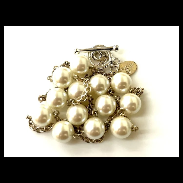 Estate Carolee Signed Faux Pearl Necklace - 4