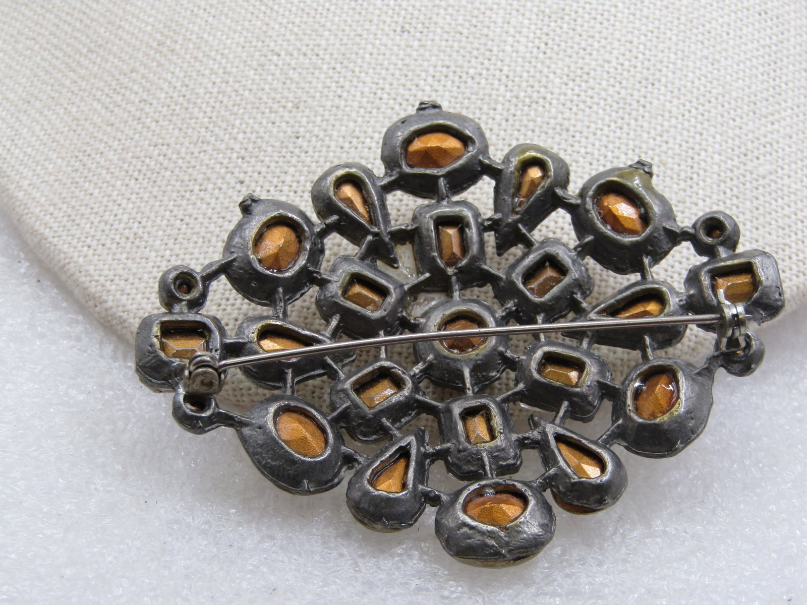 Vintage Clear Rhinestone Brooch, 1920's, 3" by 2.25" - 5