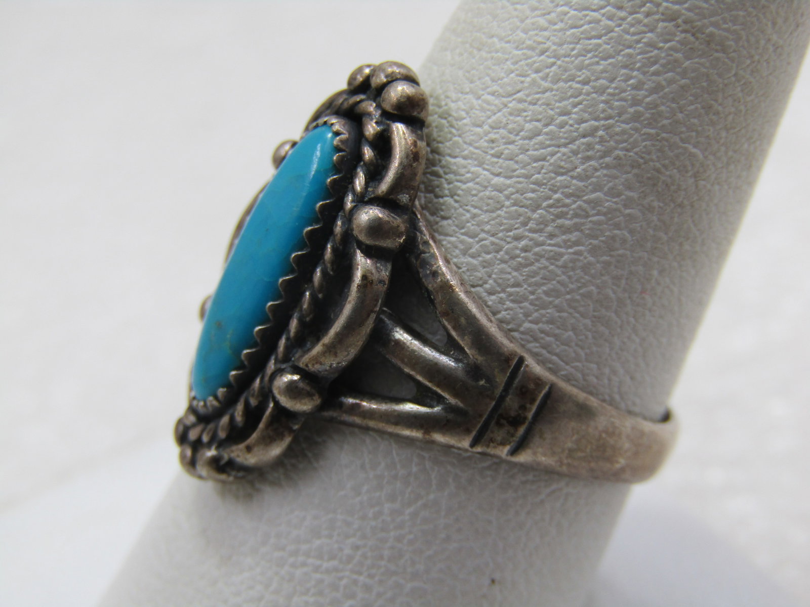 Vintage Sterling Southwestern Turquoise Ring, Sz. 9. 1960'-1970's, Signed - 3