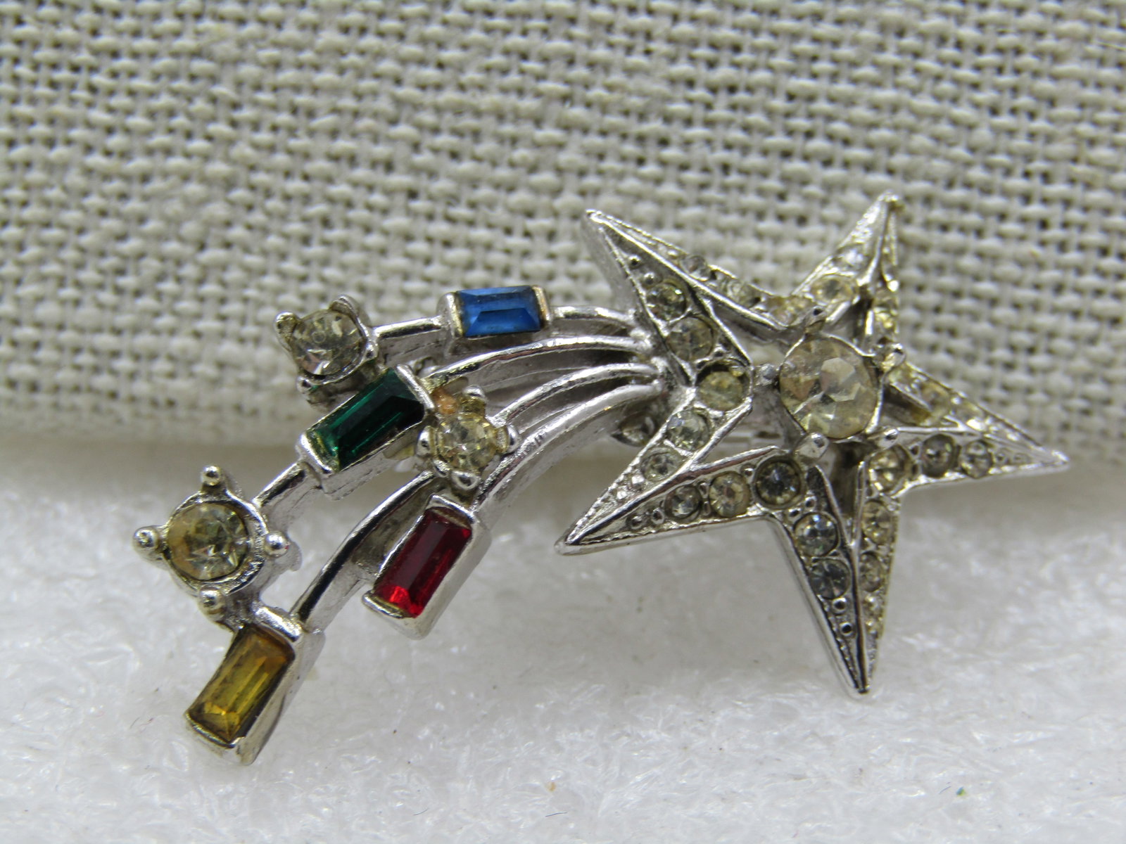 Vintage Shooting Star Rhinestone Brooch, 1940's-1950's, 1.5" - 3