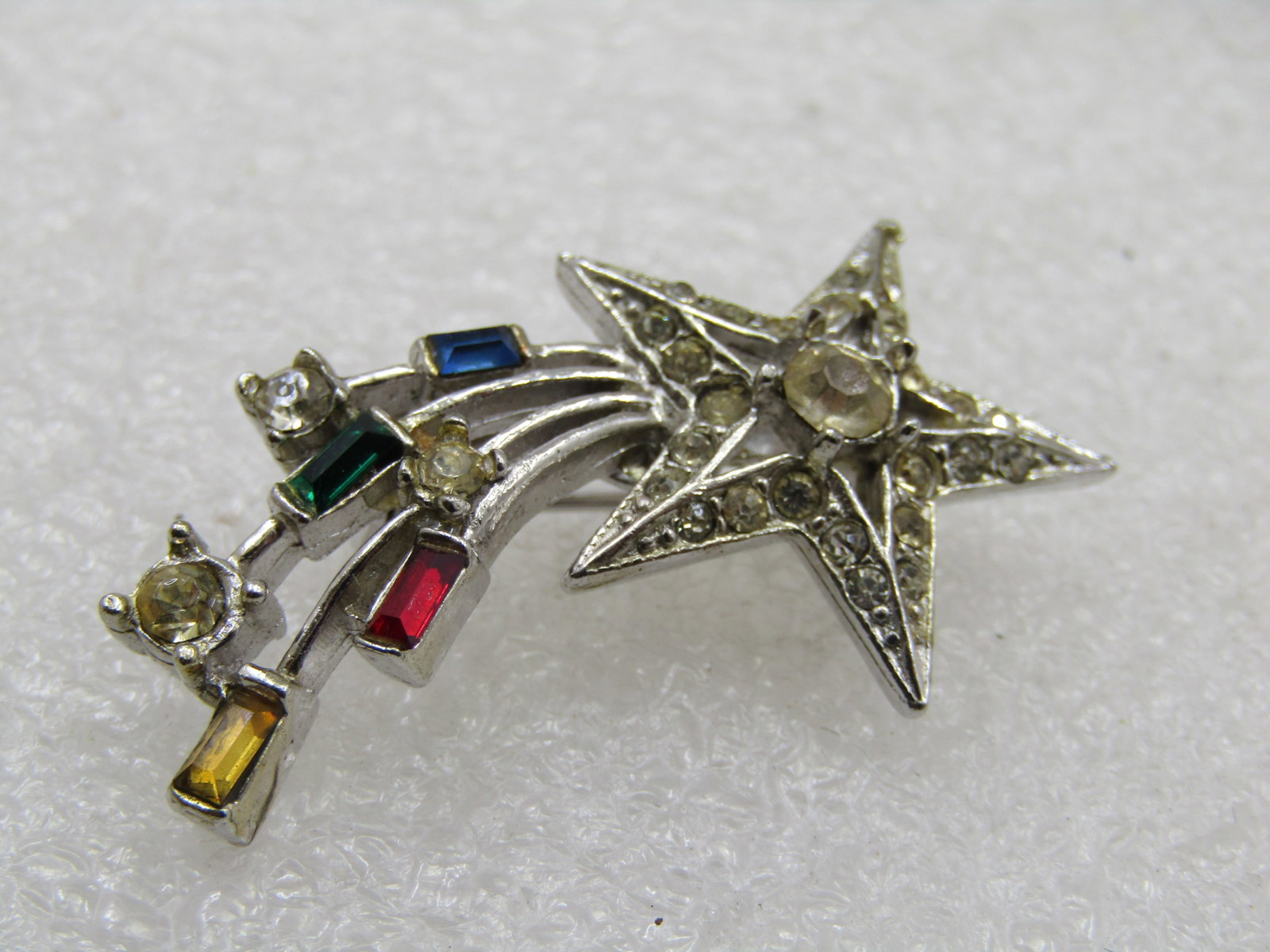 Vintage Shooting Star Rhinestone Brooch, 1940's-1950's, 1.5" - 4