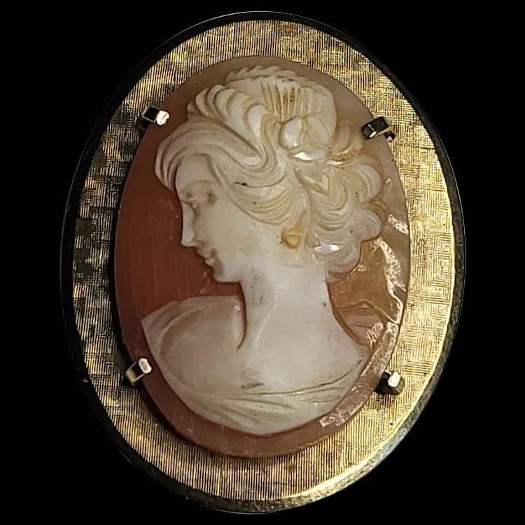 Vintage Cameo Pin/Brooch Hallmarked KREMENTZ (1 of 6)