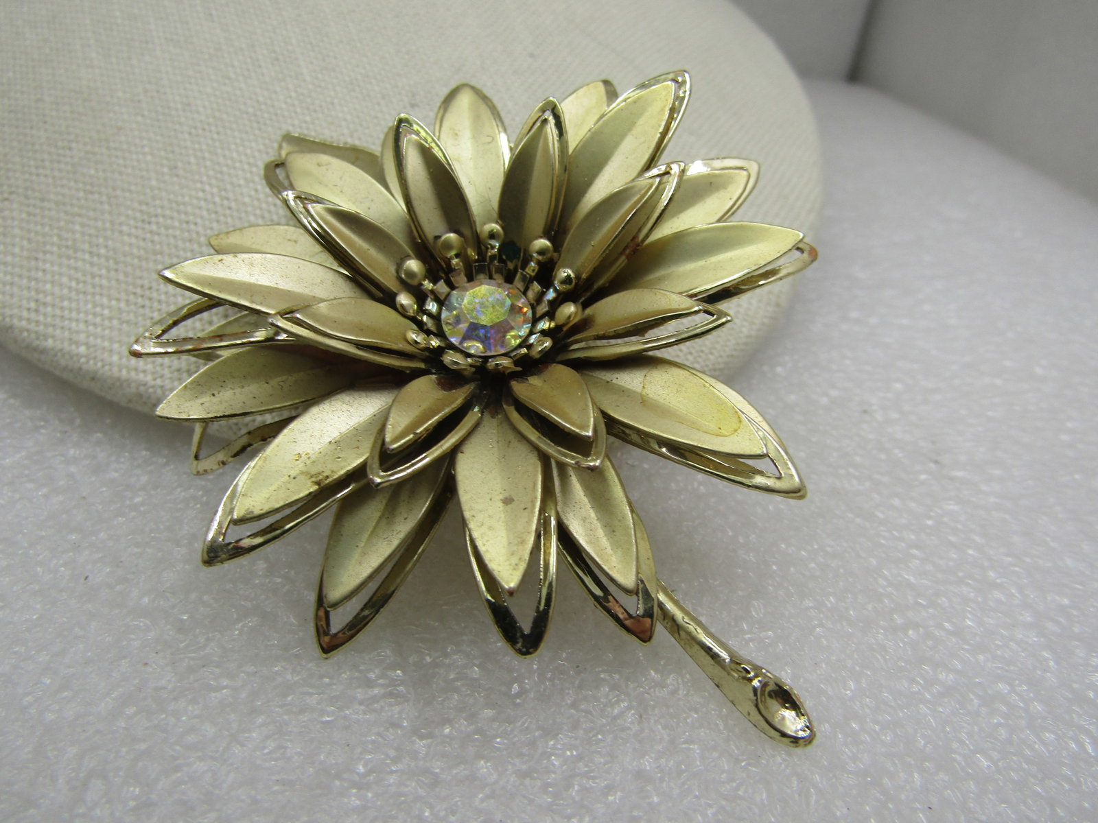 Vintage Large Floral Brooch, A.B. Rhienstone, 3.5", 1960's - 2