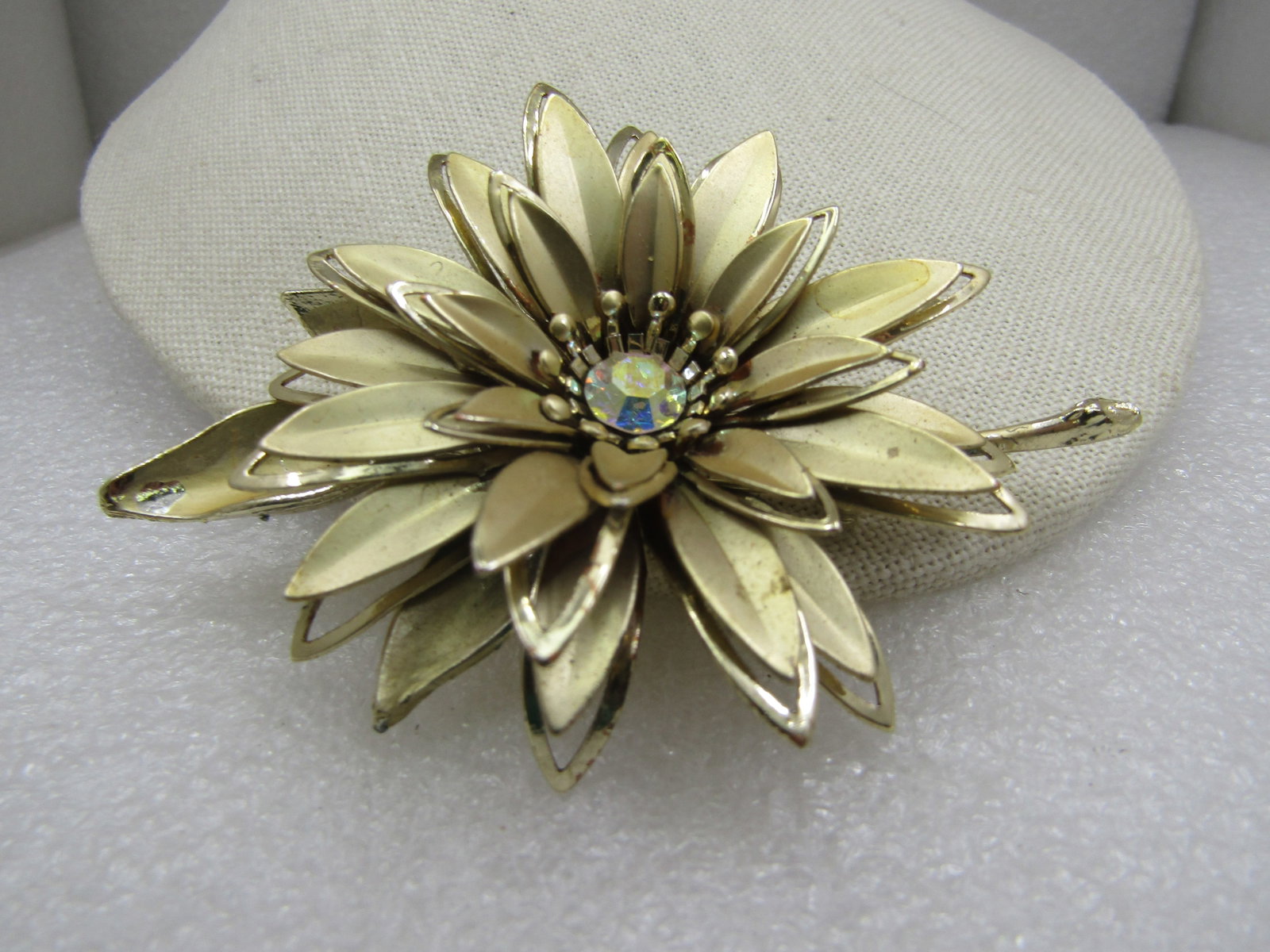 Vintage Large Floral Brooch, A.B. Rhienstone, 3.5", 1960's - 3