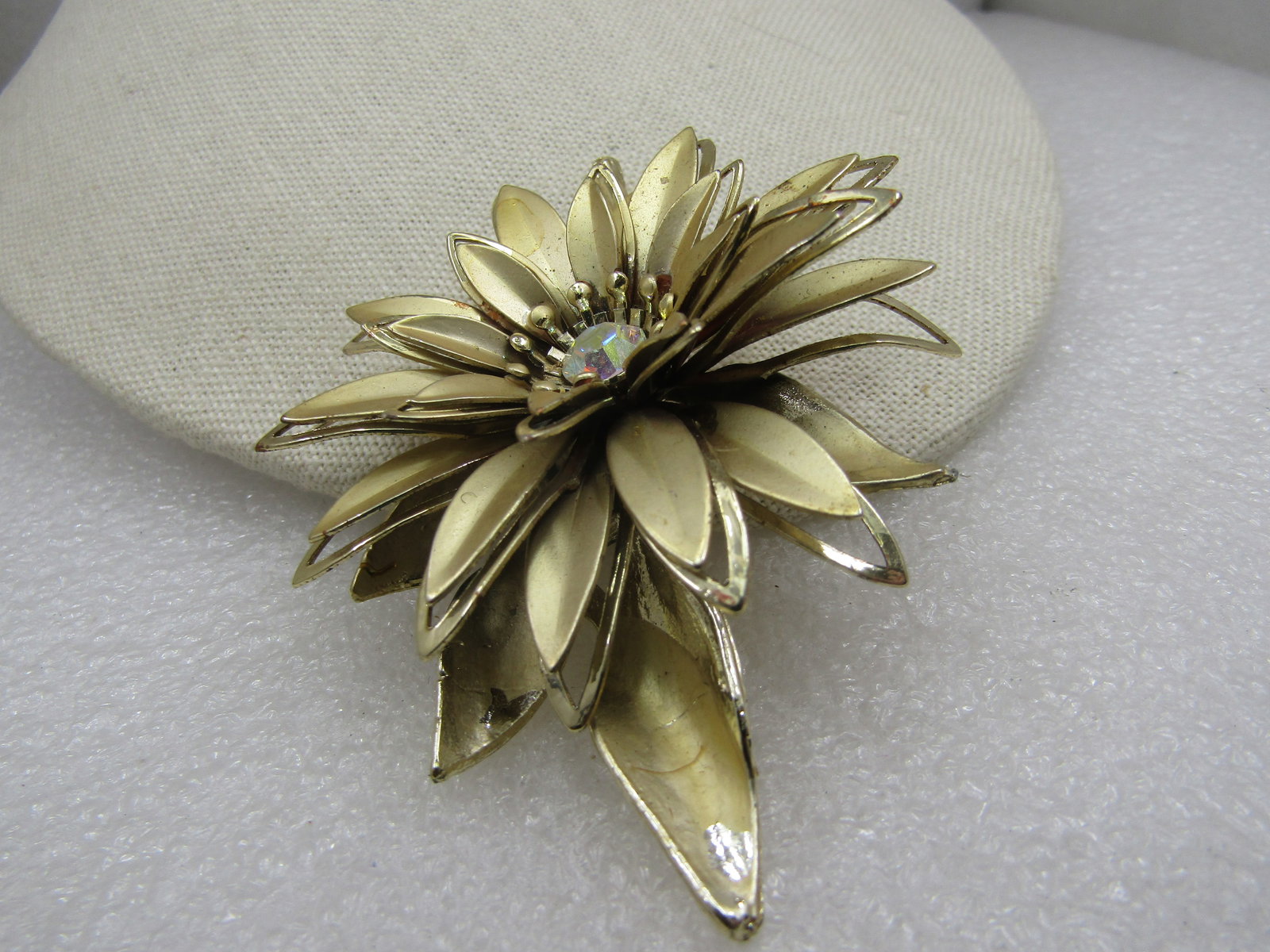 Vintage Large Floral Brooch, A.B. Rhienstone, 3.5", 1960's - 4