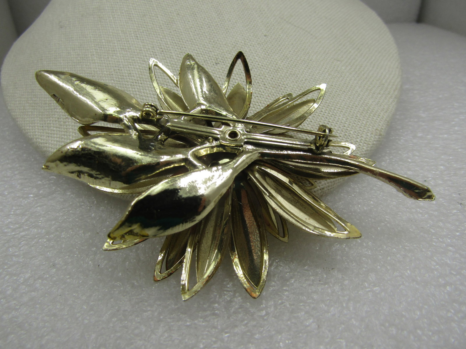 Vintage Large Floral Brooch, A.B. Rhienstone, 3.5", 1960's - 5