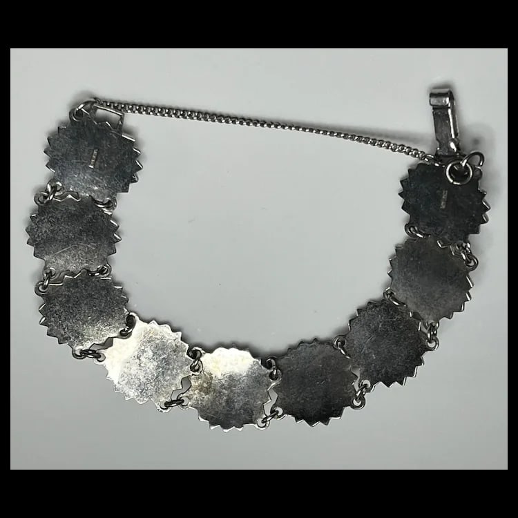 Vintage Marcasite Floral Link Sterling Silver BraceletSterling Silver, MarcasiteWeighs 30.8 - 4