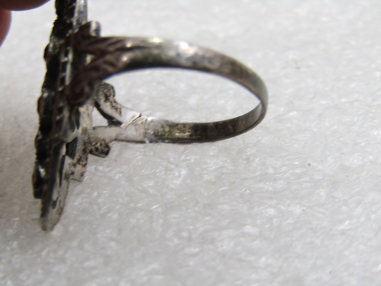 Vintage Sterling Garnet Marcasite Ring, Sz. 8.5 - 7