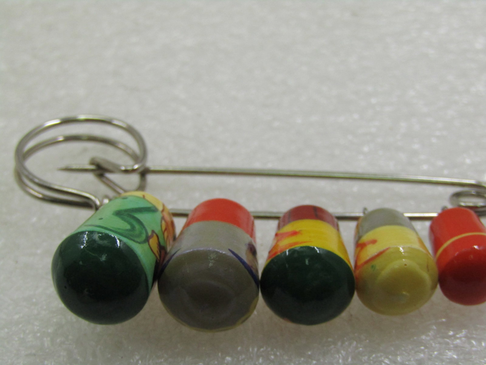 Hand Painted Graduated Family Beaded Brooch, Stacking Doll Style - 4
