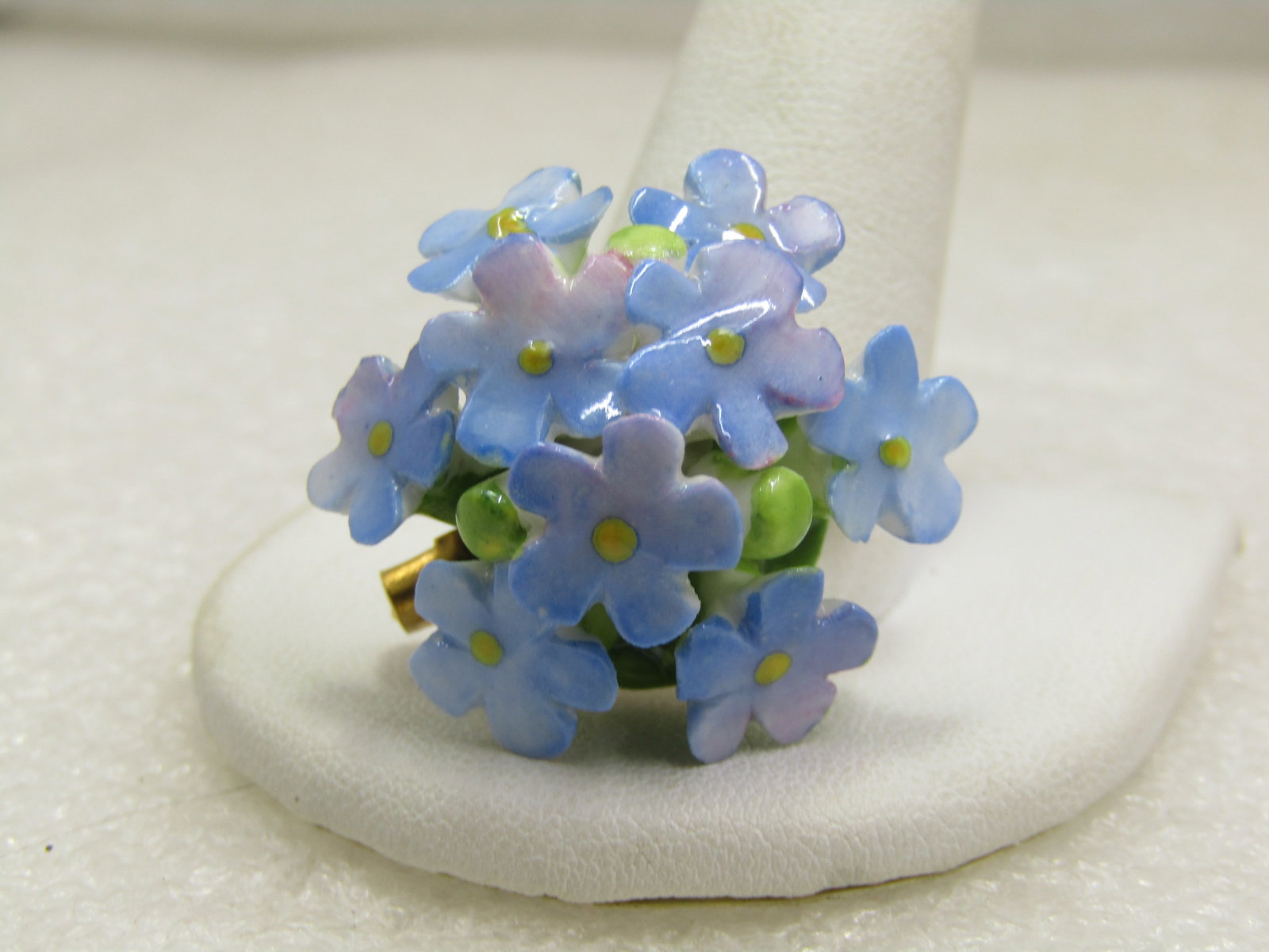 Vintage Porcelain Forget-me-Not Brooch, Cara China Staffordshire England - 2