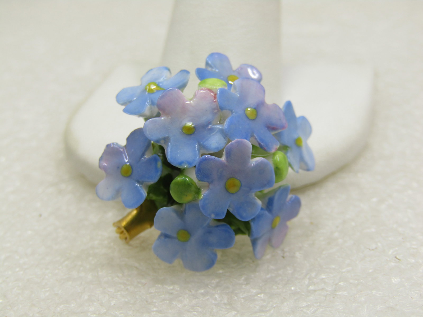 Vintage Porcelain Forget-me-Not Brooch, Cara China Staffordshire England - 3