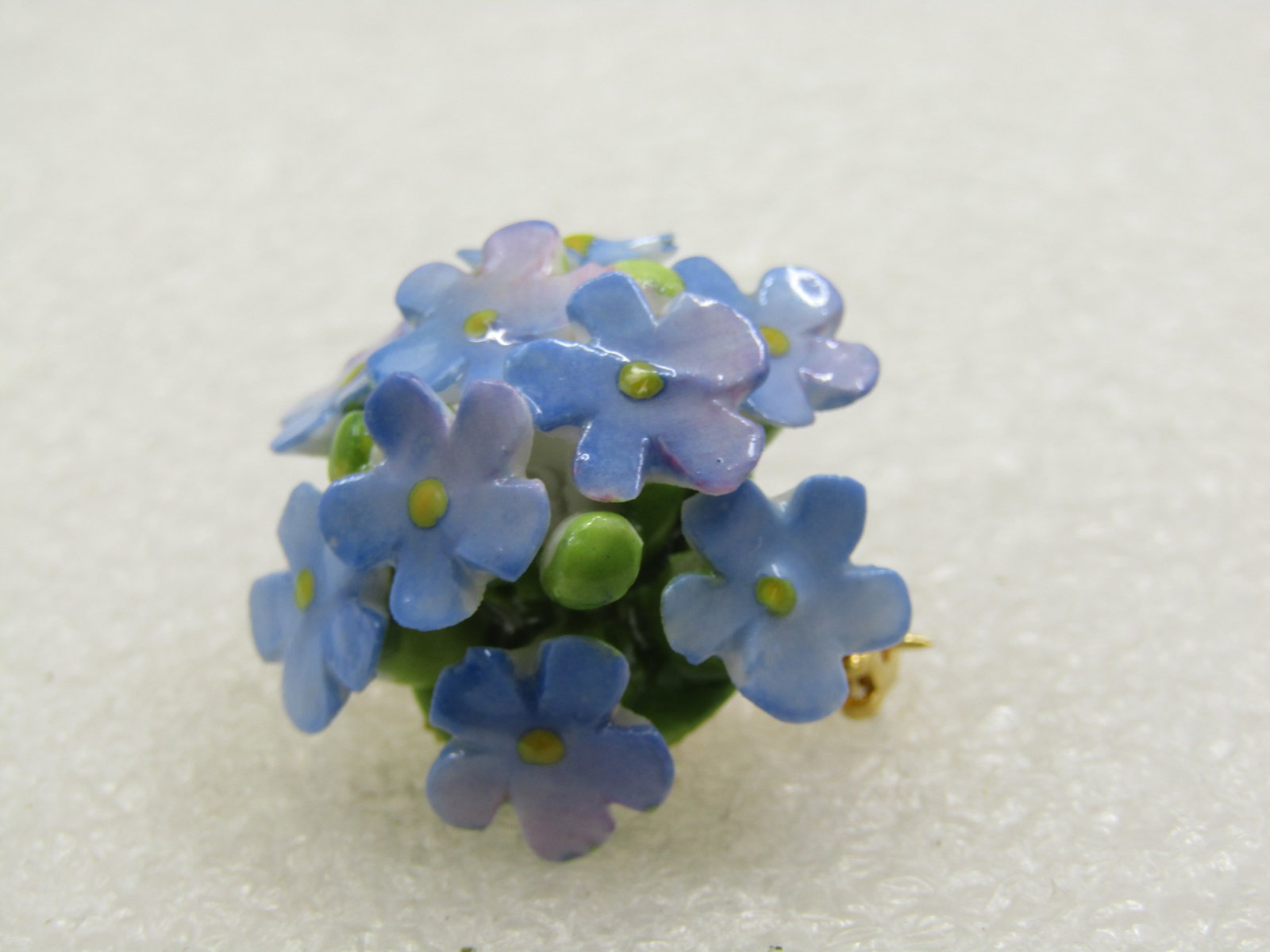 Vintage Porcelain Forget-me-Not Brooch, Cara China Staffordshire England - 4