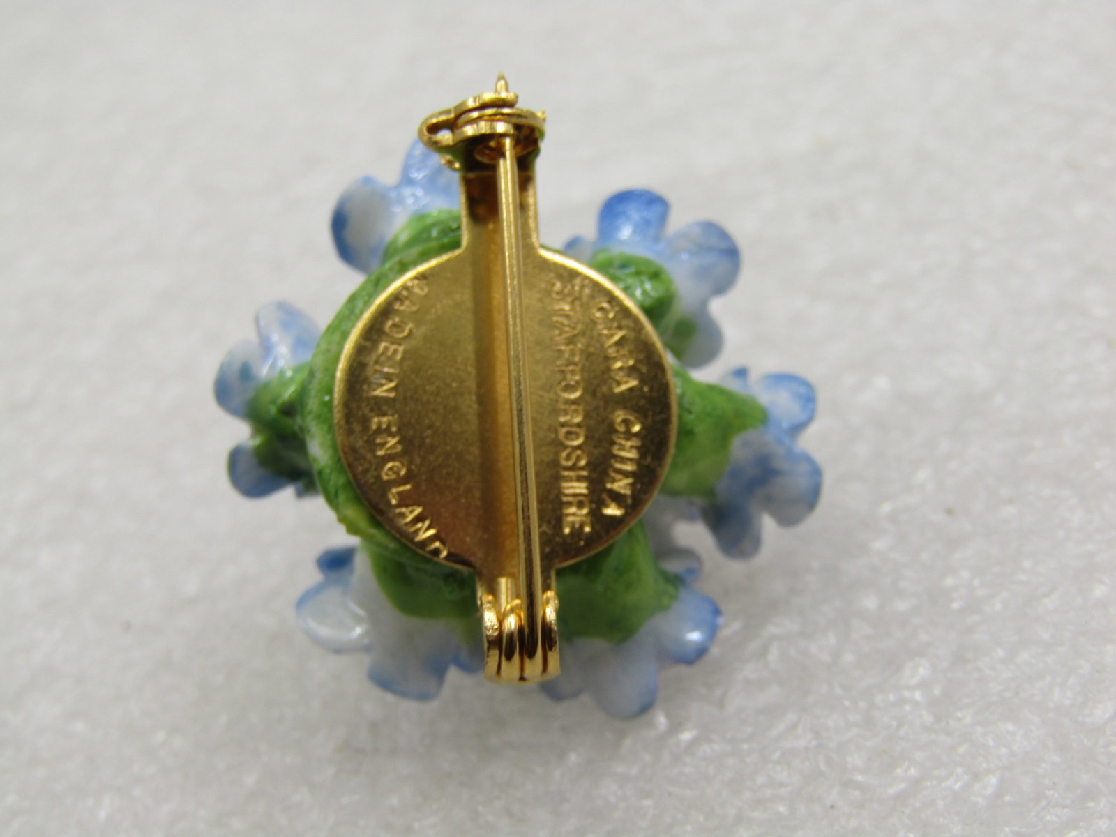 Vintage Porcelain Forget-me-Not Brooch, Cara China Staffordshire England - 5