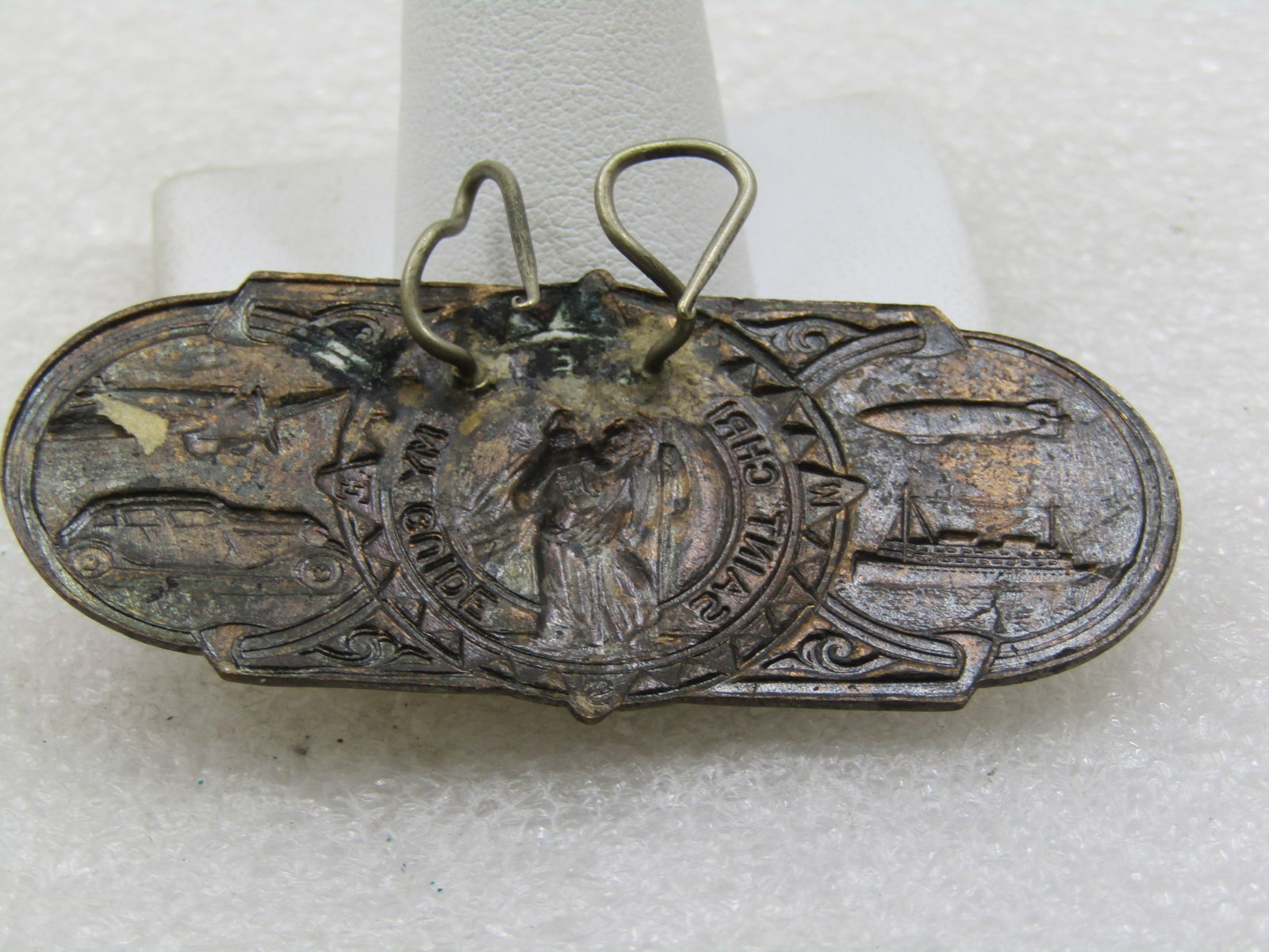 Vintage St. Christopher Be My Guide Car Brooch, Brass - 5