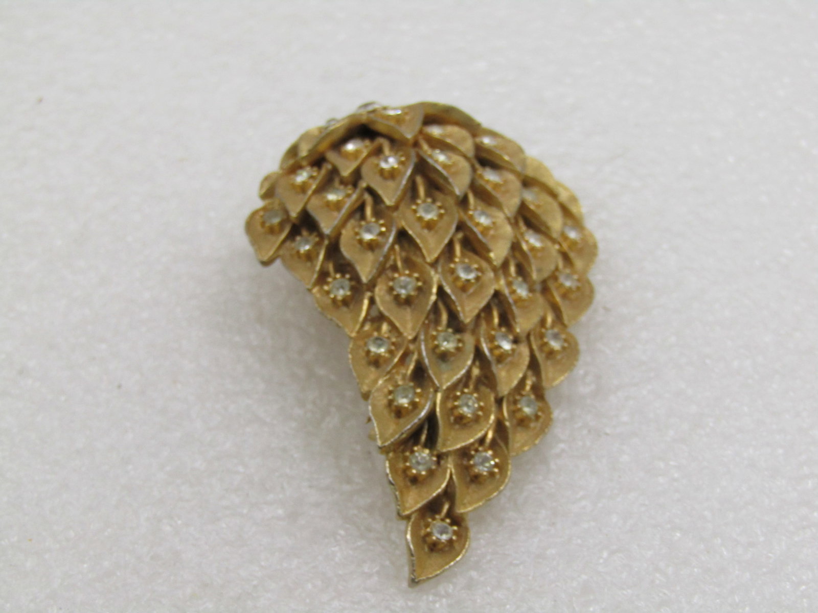Vintage Gold Tone Rhinestone Strawberry Like Brooch, 2.5" - 4