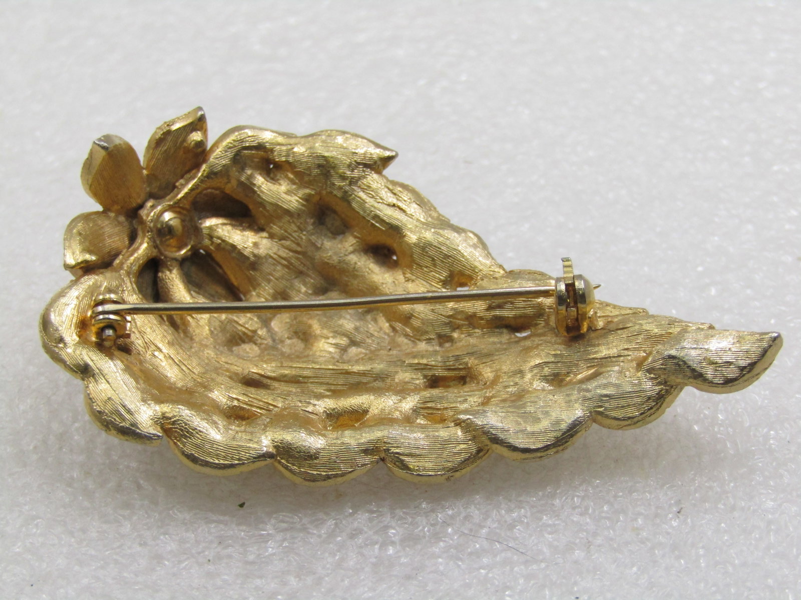 Vintage Gold Tone Rhinestone Strawberry Like Brooch, 2.5" - 6