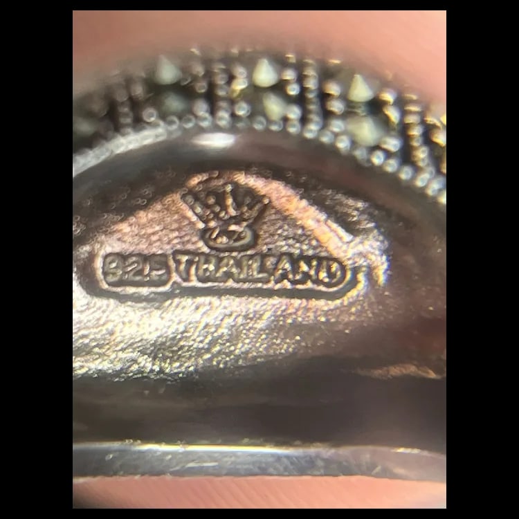 Estate Sterling SIlver Marcasite Statement Ring - 6